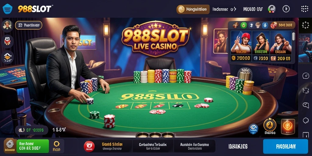 Tampilan gameplay Live Casino menarik di 988SLOT.