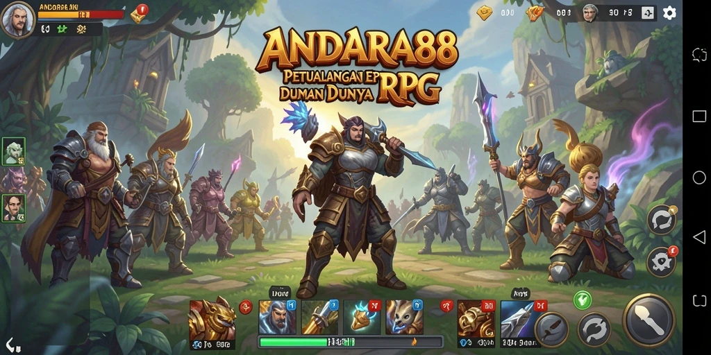 Screenshot gameplay ANDARA88 menampilkan karakter beraksi dalam petualangan RPG.
