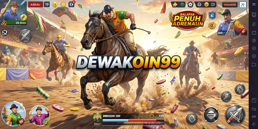 Screenshot gameplay DEWAKOIN99 menunjukkan keseruan balapan.