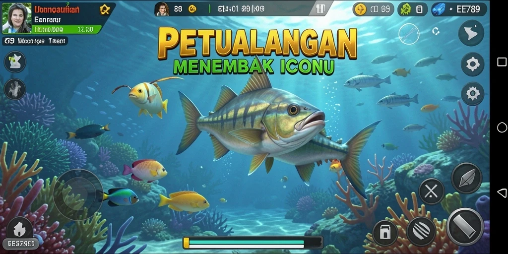 Screenshot gameplay menampilkan aksi menembak ikan yang seru.