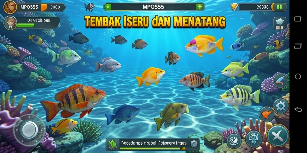 Tampilan gameplay MPO555 yang seru dengan aksi tembak ikan.