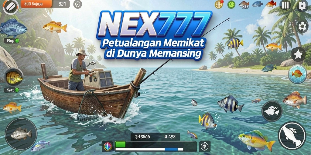 Screenshot gameplay NEX777 menampilkan aksi memancing yang mengasyikkan.