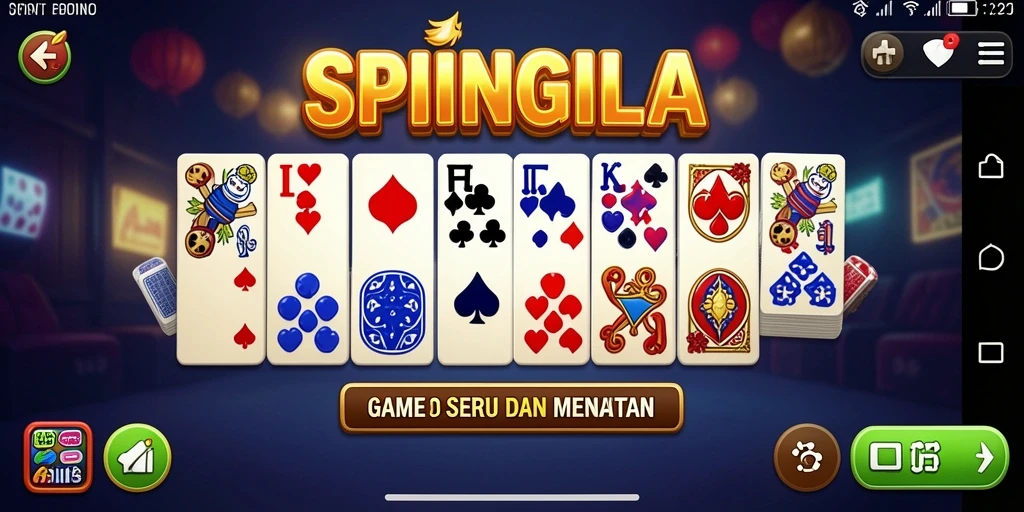 Screenshot SPINGILA menampilkan gameplay domino yang seru dan interaktif.