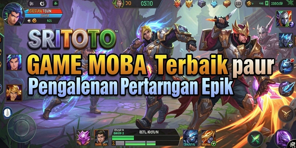 Screenshot gameplay <strong>SRITOTO</strong> menampilkan pertarungan seru dalam arena MOBA.