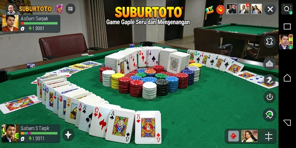 Screenshot gameplay <strong>SUBURTOTO</strong>, menampilkan suasana permainan Gaple yang menarik.
