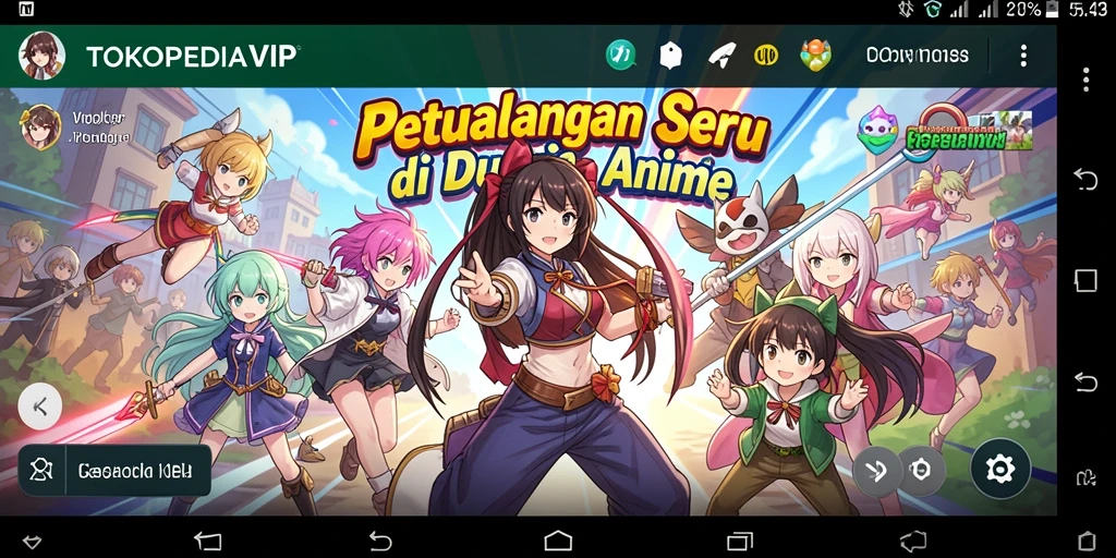 Tangkapan layar gameplay <strong>TOKOPEDIAVIP</strong> menampilkan petualangan seru dengan karakter anime ikonik.