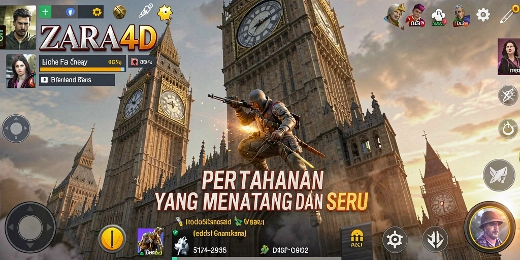Screenshot gameplay ZARA4D menampilkan aksi menara yang siap menghadang serangan musuh.